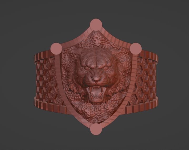 Кольцо скульптура шлем тигра  01